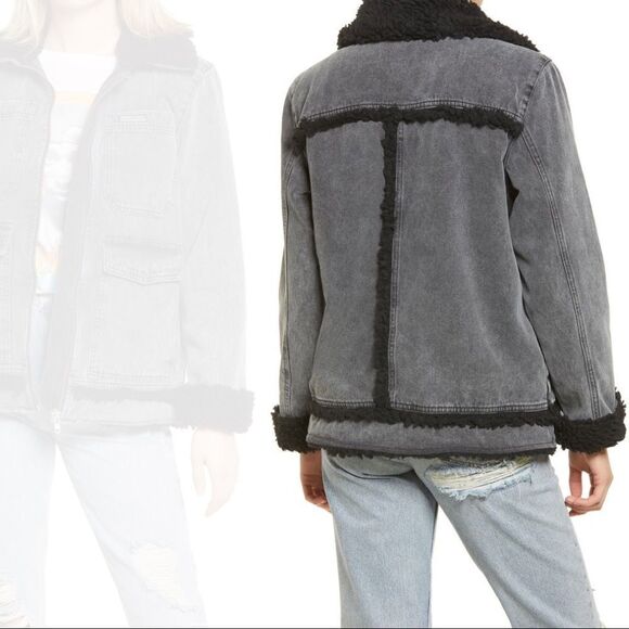 Urban Outfitters Sherpa Denim Jacket BDG Lined Utility Coat - Picture 3 of 3